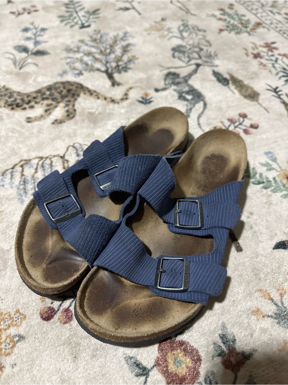 Birkenstock Arizona Corduroy Slide Sandal Navy Blue size 11